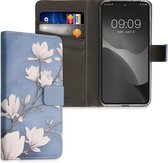 kwmobile telefoonhoesje geschikt voor Motorola Edge 30 Neo - Backcover voor smartphone - Hoesje met pasjeshouder in taupe / wit / blauwgrijs - Magnolia design