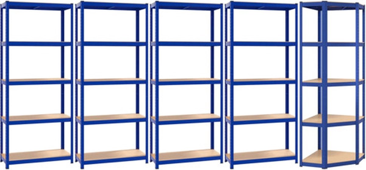 vidaXL Opbergrek 5-laags 5 st staal & bewerkt hout blauw
