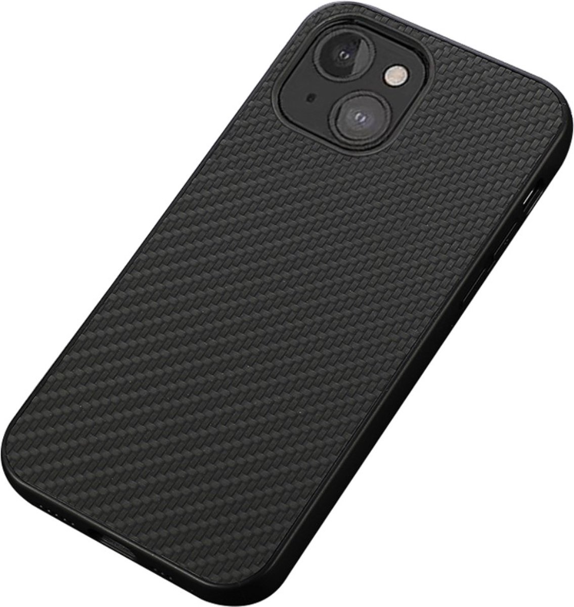 Peachy Carbon TPU carbonvezels hoesje voor iPhone 13 mini - zwart