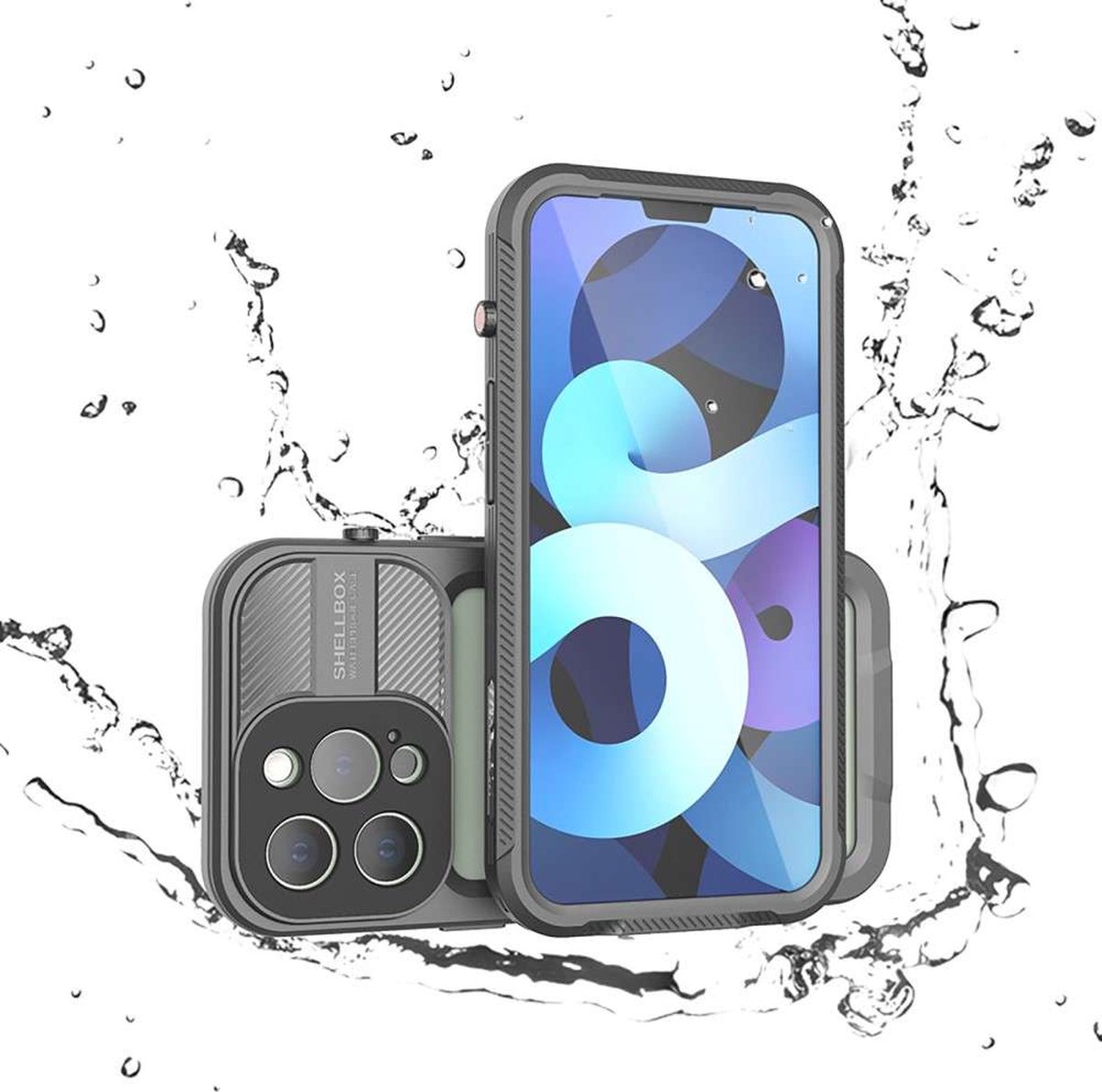 Shellbox Waterproof Case 2M Underwater hoesje voor iPhone 13 Pro - zwart