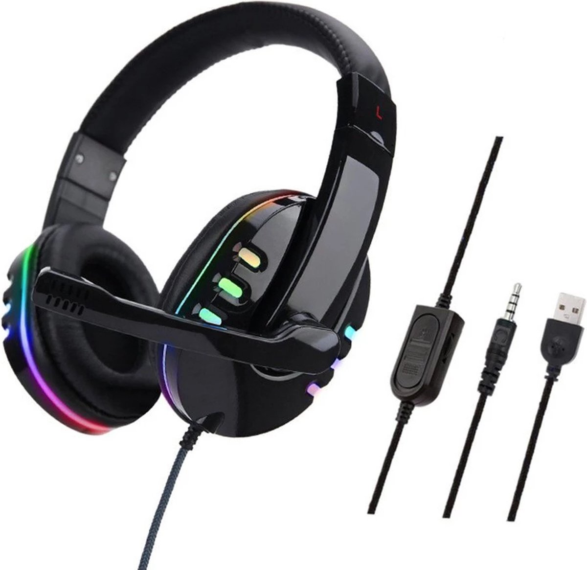 SOYTO SY755 RGB kleurrijke-verlichting computer gaming-headset, kabellengte: 2 m (zwart)