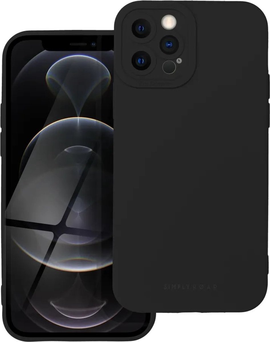 Roar Luna Camera Pro Siliconen Back Cover hoesje iPhone 12 Pro - Zwart