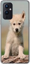 Geschikt voor OnePlus 9 hoesje - Wolf - Kind - Hout - Siliconen Telefoonhoesje