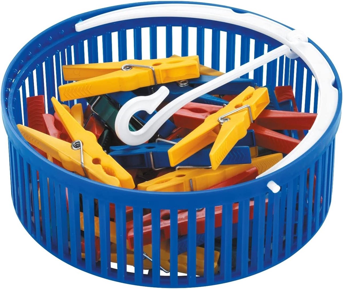 48 épingles à Linge Avec Panier De Rangement - Multicolores, Clips En Plastique Stables Pour Linge, Serviette, Plage - 10