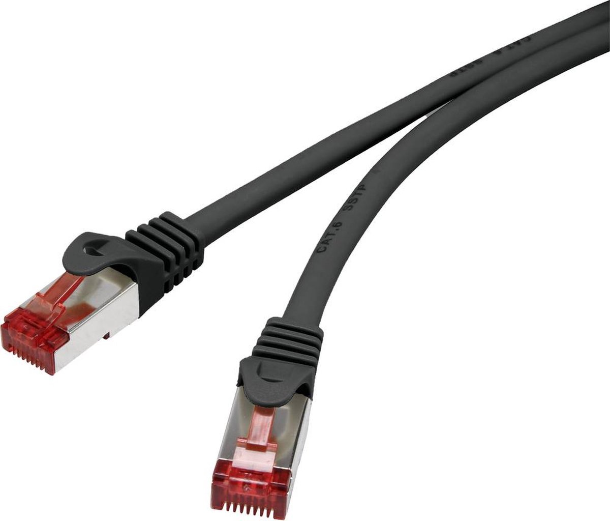 Renkforce RF-4965870 RJ45 Netwerkkabel, patchkabel CAT 6 S/FTP 30.00 m Zwart Snagless, Vergulde steekcontacten, Vlambes