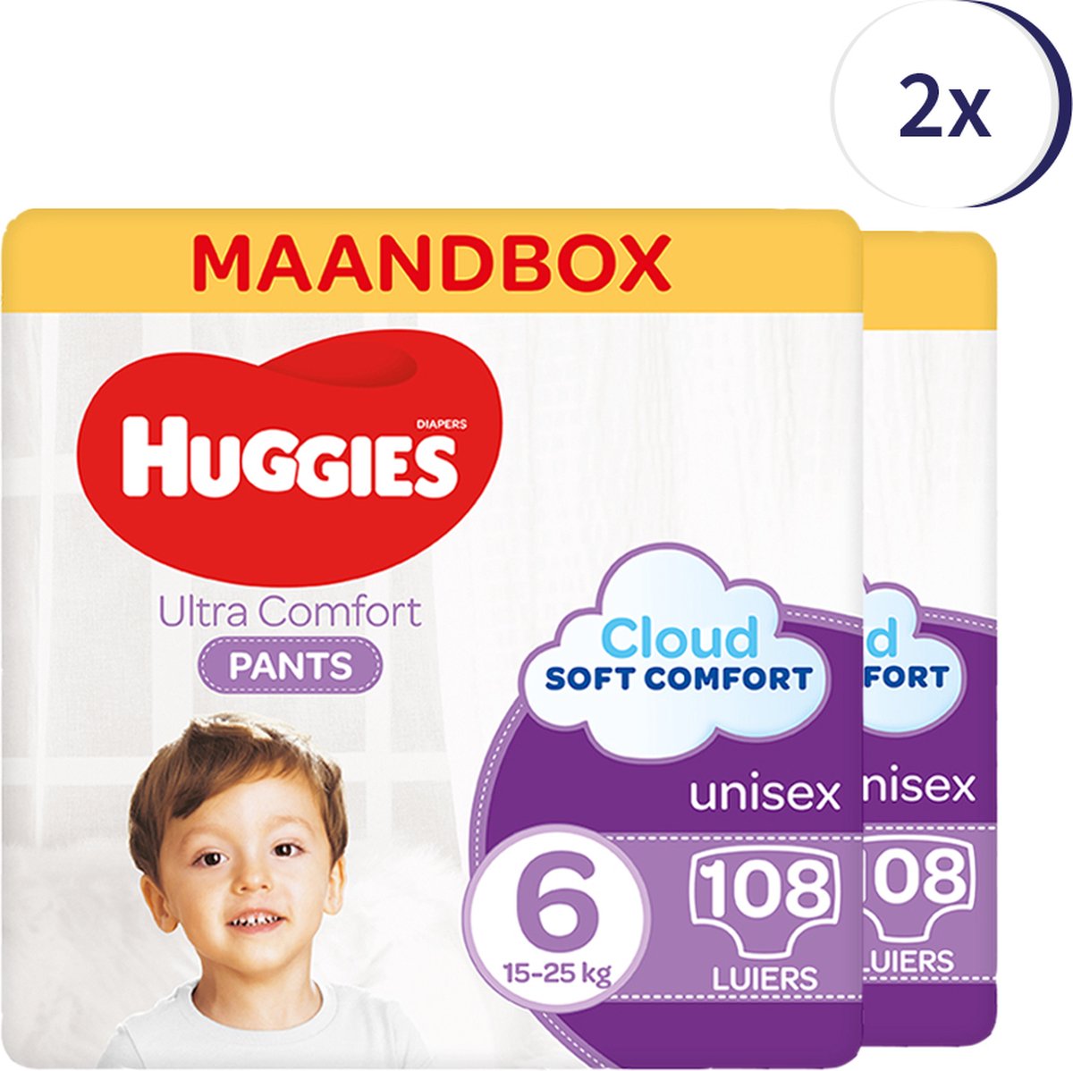 Huggies Luierbroekjes - maat 6 (15 tot 25 kg) - Ultra Comfort - unisex - 216 stuks (8x27)- Maandbox - Huggies