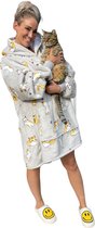 Fleece deken met mouwen en capuchon – Oversized hoodie – Fleece deken – Fleece TV deken – Plaid met mouwen – Warm & zacht – hoodie blanket - Fleece poncho - Knuffelen – Poezen - Badrock