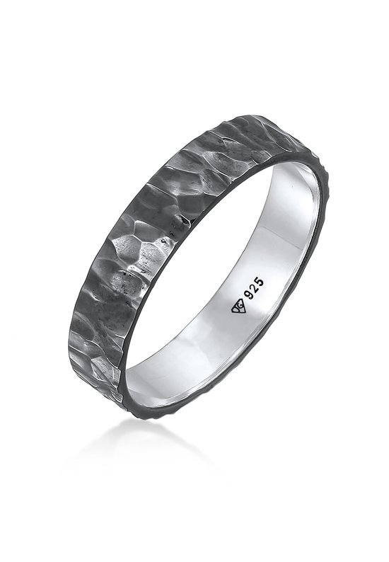 KUZZOI Ring Heren Band Organisch Gestructureerd in 925 Sterling Zilver