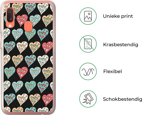 Coque Samsung Galaxy A20e - Filles - Cœur - Hartjes - Motifs - Fille - Kids - Enfants - Meiden - Coque de téléphone en Siliconen