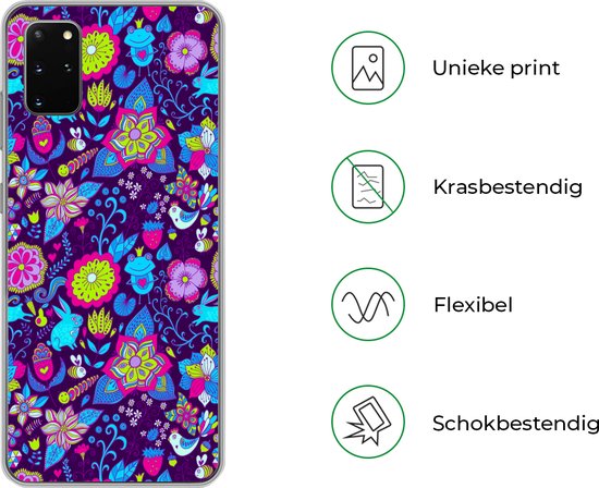 Coque Samsung Galaxy S20 Plus - Filles - Lapin - Rose - Motifs - Fille - Kids - Enfants - Coque de téléphone en Siliconen