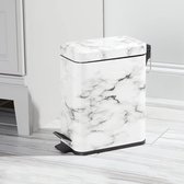 mDesign - Pedaalemmer - afvalbak/prullenbak - voor badkamer, keuken en kantoor - met pedaal, deksel en plastic binnenemmer/rechthoekig/metaal/5 liter - marmer