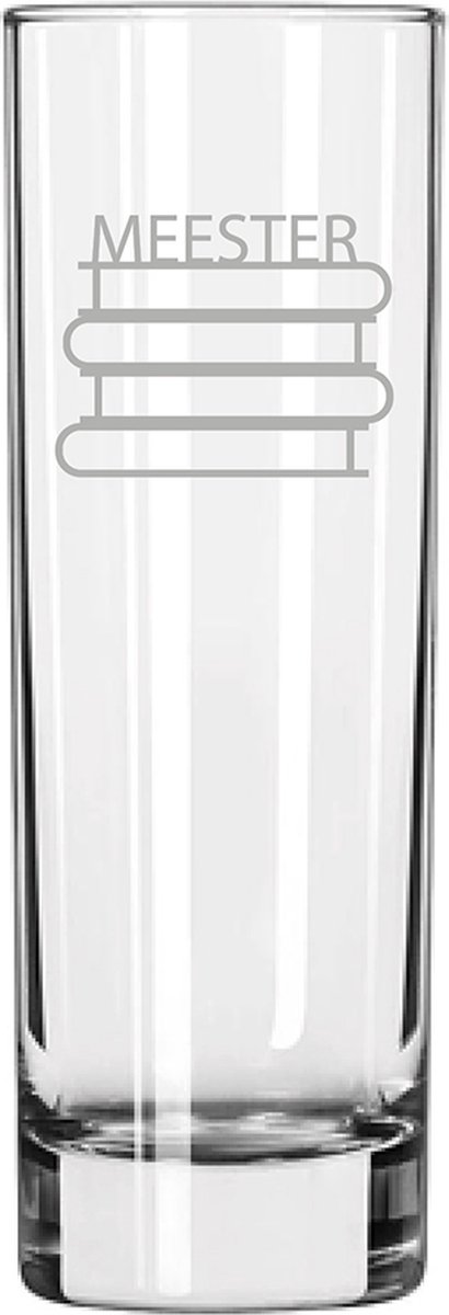 Gegraveerde longdrinkglas 22cl Meester met boeken
