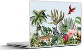 Laptop sticker - 10.1 inch - Jungle - Flamingo - Aap - Jongens - Meisjes - Kids - 25x18cm - Laptopstickers - Laptop skin - Cover