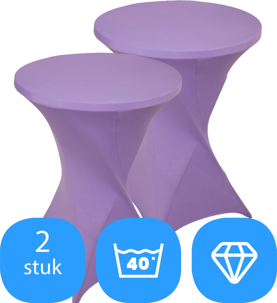 Statafelrok Lavendel x 2 – ∅80-85 x 110 cm – Statafelhoes Stretch 2 Stuks – Tafelhoezen voor Statafel Sta Tafel Hoes | Staantafelhoes - Geschikt voor Horeca Evenementen | Cocktailparty | Trouwerij