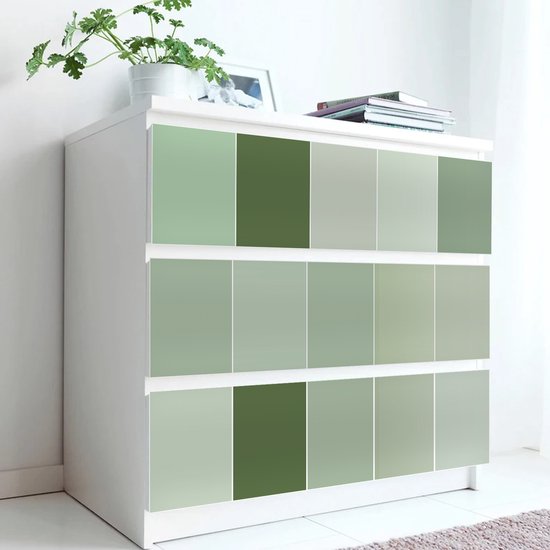 Ulticool Décoration Stickers carrelages - Carré Soft Shades of Green - Cuisine cm - 15 pièces