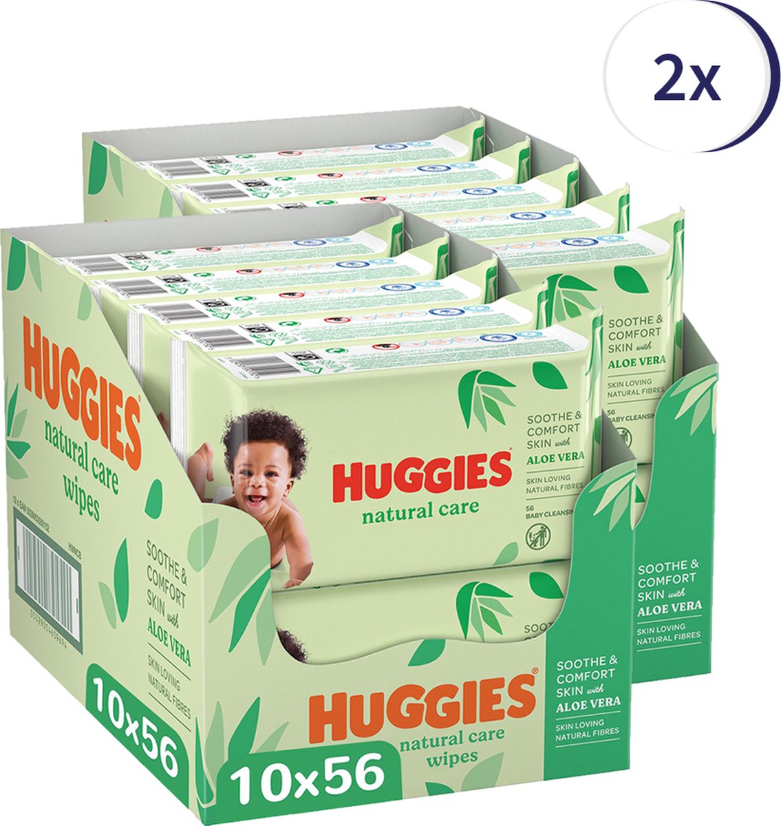 Goedkoopste Huggies billendoekjes - Natural Care - 20 x 56 stuks - 1020 doekjes - voordeelverpakking