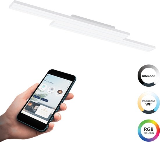 EGLO connect.z Saliteras-Z Smart Plafondlamp - 116 cm - Wit - Instelbaar RGB & wit licht - Dimbaar - Zigbee