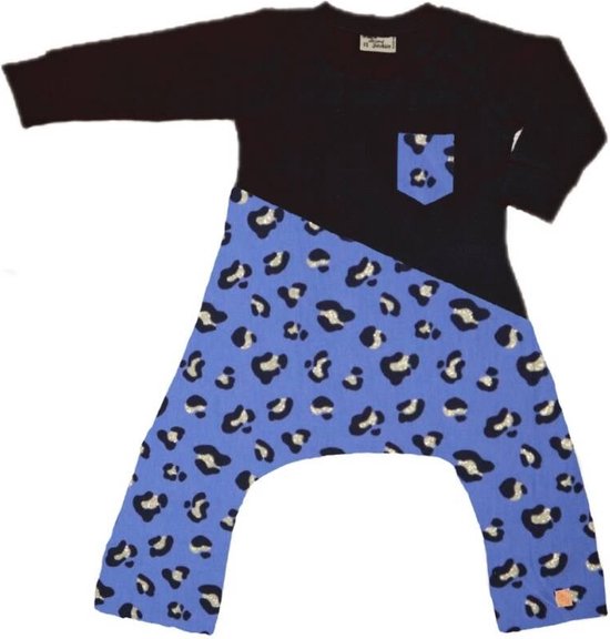 Spreid/ Pavlik/ Gips Onesie zwart met panter blauw-goud