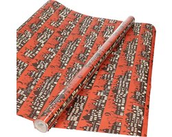 Product afbeelding van Bellatio Decorations Sinterklaas inpakpapier - cadeaupapier - print rood - 2.5 x 0.7 meter - Luxe kwaliteit