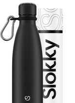 Slokky - Bouteille Thermos Mono Noir, Bouchon & Mousqueton - 500ml