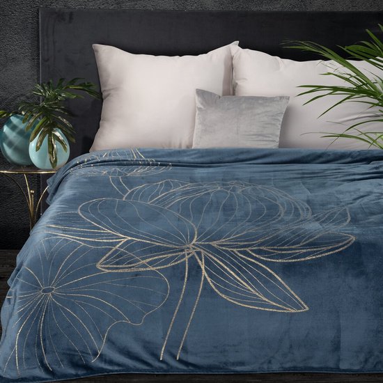 Oneiro’s Luxe Plaid LILI blauw - 150 x 200 cm - wonen - interieur - slaapkamer - deken – cosy – fleece - sprei