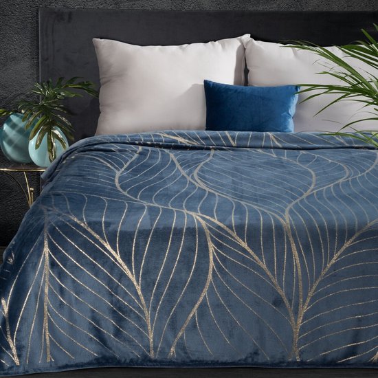 Oneiro's Luxe Plaid LOTOS bleu - 150 x 200 cm - séjour - intérieur - chambre - couverture - cosy - polaire - couvre-lit