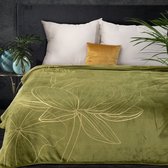 Oneiro’s Luxe Plaid LILI olijf groen - 150 x 200 cm - wonen - interieur - slaapkamer - deken – cosy – fleece - sprei