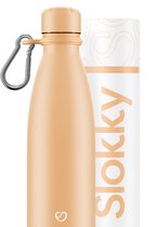 Slokky - Pastel Orange Thermosfles, Dop & Karabijnhaak - 500ml