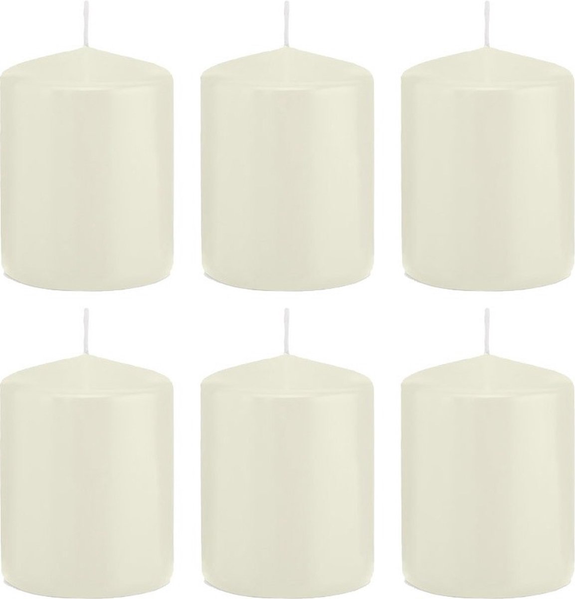 Trend Candles Cilinderkaars/stompkaars - 6x - ivoorwit - 6 x 8 cm - 29 branduren - met brandvertragende folie