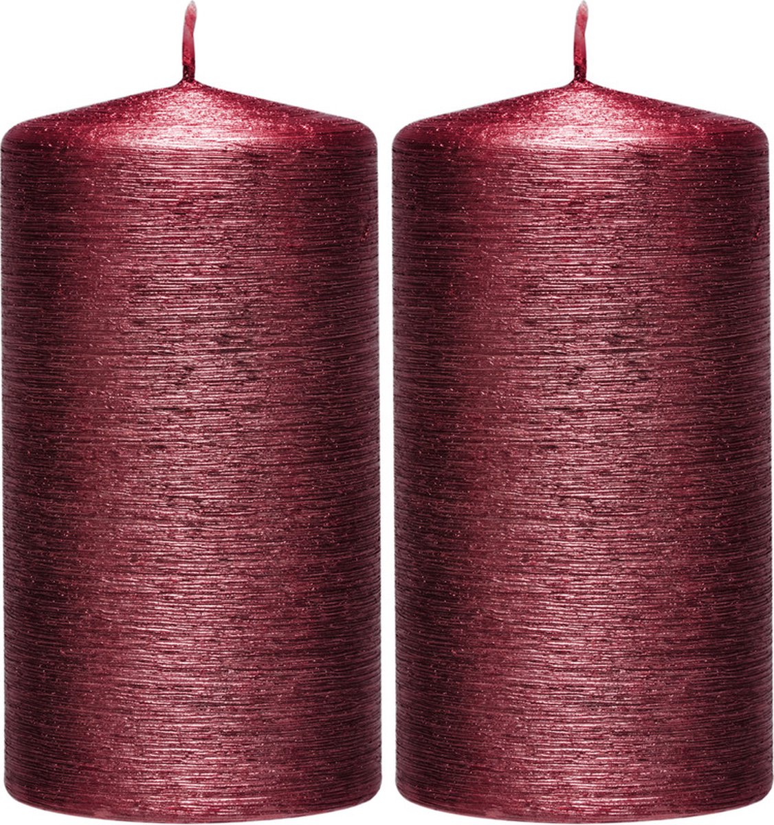 Enlightening Candles 2x Rode cilinderkaarsen/stompkaarsen 7 x 13 cm 25 branduren - Geurloze kaarsenen rood - Woondecoraties
