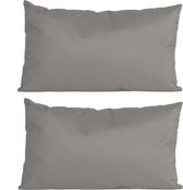 2x morceaux de canapé/Coussins décoratifs pour l'intérieur et l'extérieur de couleur gris 30 x 50 cm - Coussins de Jardin/ maison