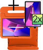 Hoesje Geschikt voor Lenovo Tab M10 Plus 3rd Gen Hoesje Kinderhoes Shockproof Hoes Kids Case Met 2x Screenprotector - Oranje