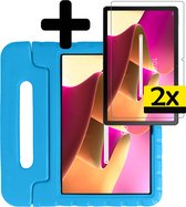 Hoes Geschikt voor Lenovo Tab M10 Plus 3rd Gen Hoes Kinder Hoesje Kids Case Kinderhoes Shockproof Met 2x Screenprotector - Hoesje Geschikt voor Lenovo Tab M10 Plus (3e Gen) Hoesje Kidscase - Blauw