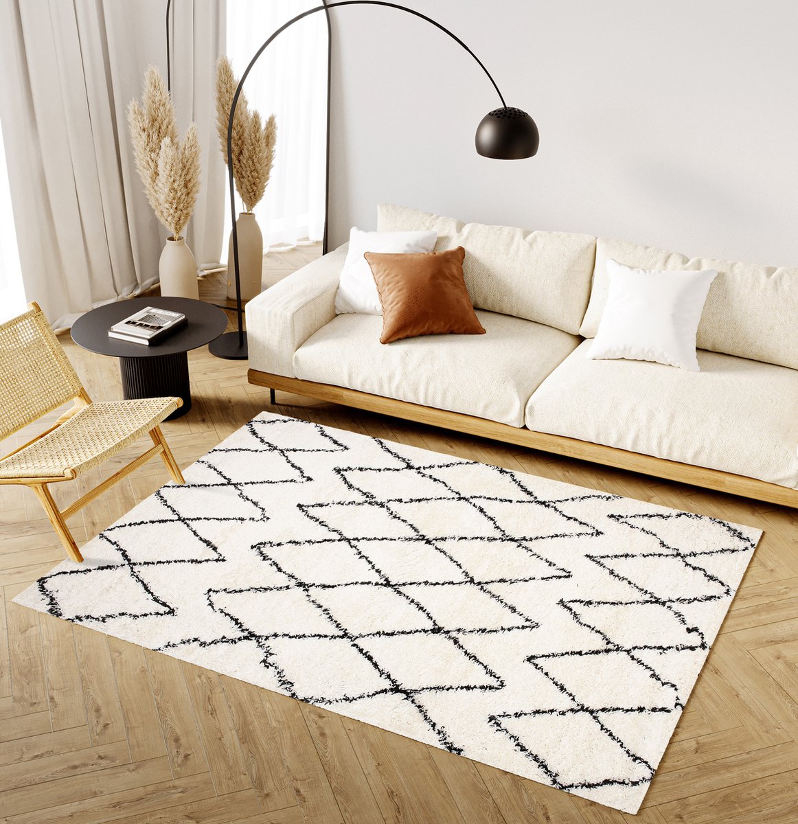 Tapiso Evra Vloerkleed Hoogpolig Woonkamer Modern Rug Tapijt Maat- 80x150