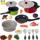 Speelgoedkeuken accessoire set - Set potten en namaak eten voor kinderen - Speelgoed - Etenswaren - 23 Items