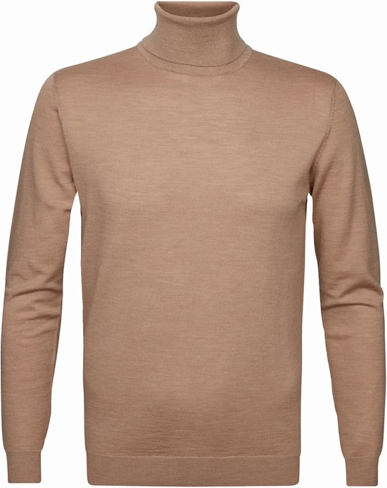 Pull homme Profuomo laine - col roulé coupe slim - camel - Taille : XXL