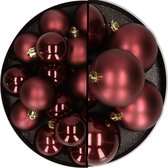 Kerstballen - kunststof - 18x stuks - mahonie bruin - 6 en 8 cm
