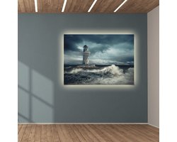 Omslag van Wanddecoratie / Schilderij / Poster / Doek / Schilderstuk / Muurdecoratie / Fotokunst / Tafereel Lighthouse on the sea gedrukt op Plexiglas