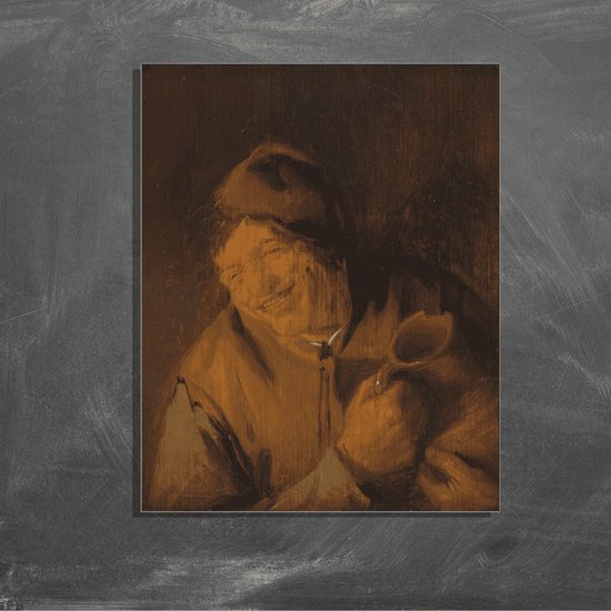 Wanddecoratie / Schilderij / Poster / Doek / Schilderstuk / Muurdecoratie / Fotokunst / Tafereel De vrolijke boer - Adriaen van Ostade gedrukt op Geborsteld aluminium