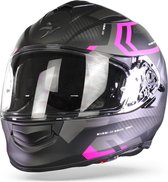 Scorpion EXO-491 SPIN Matt black-Pink - Maat XS - Integraal helm - Scooter helm - Motorhelm - Zwart