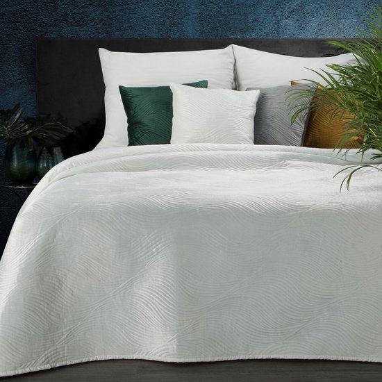 Oneiro’s luxe RIA Type 5 Beddensprei Wit - 170x210 cm – bedsprei 2 persoons - beige – beddengoed – slaapkamer – spreien – dekens – wonen – slapen
