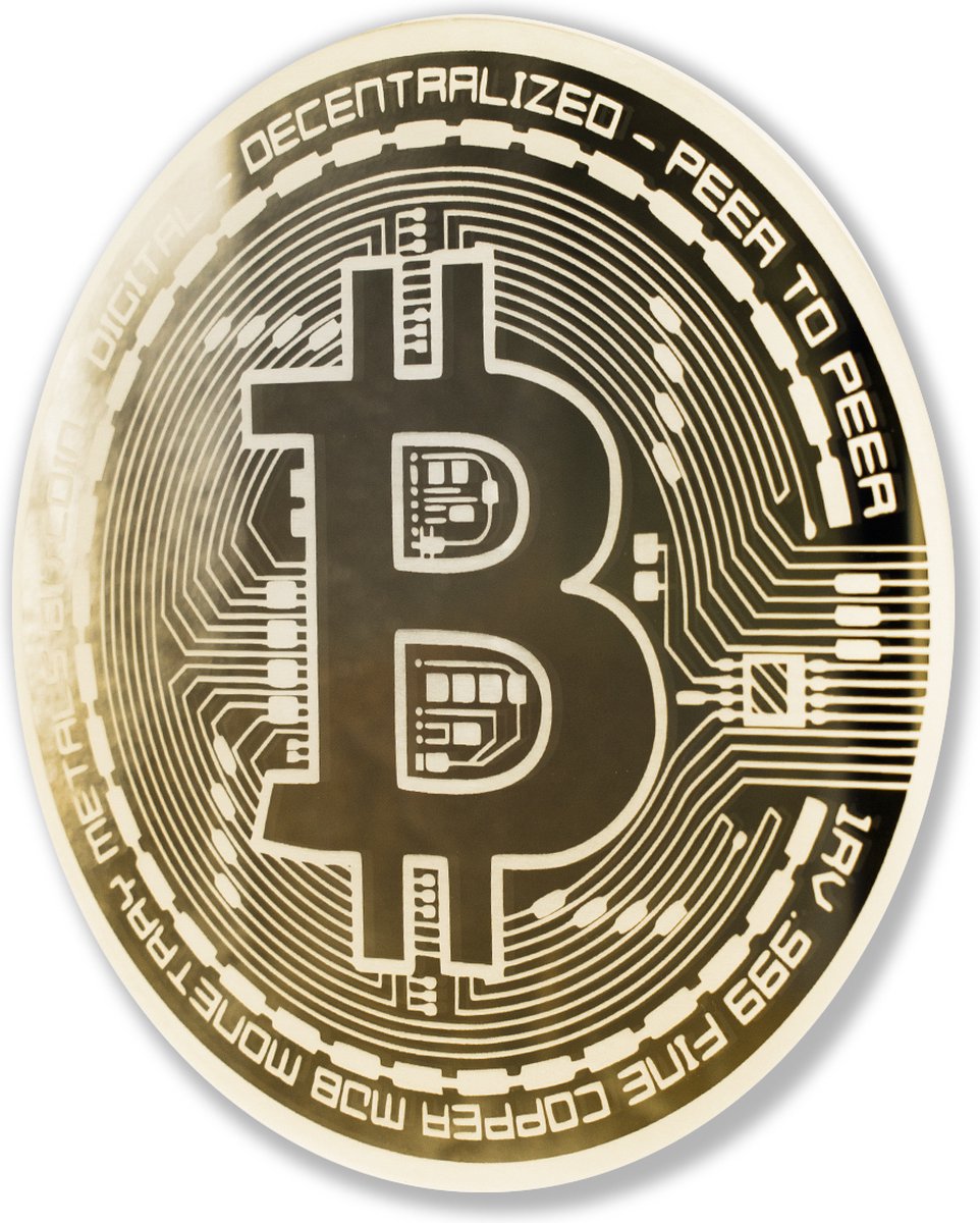 Bitcoin Klok - Crypto Deco - Goud - M 45 cm - Wandklok | bol