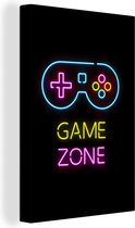 Canvas - Gaming - Game zone - Controller - Vintage - Neon - Gamen - 40x60 cm - Gaming room decoratie - Schilderijen op canvas - Game Kamer