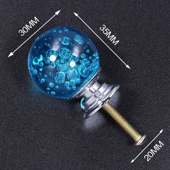 3 Stuks Meubelknop Kristallen Bol - Lichtblauw - 3.5*3 cm - Meubel Handgreep - Knop voor Kledingkast, Deur, Lade, Keukenkast