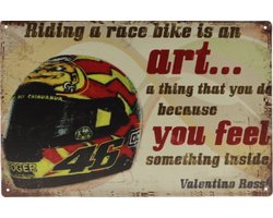 Wandbord – Valentino Rossi Helm - Motorrace - Retro - Wanddecoratie – Reclame bord – Restaurant – Kroeg - Bar – Cafe - Horeca – Metal Sign – 20x30cm