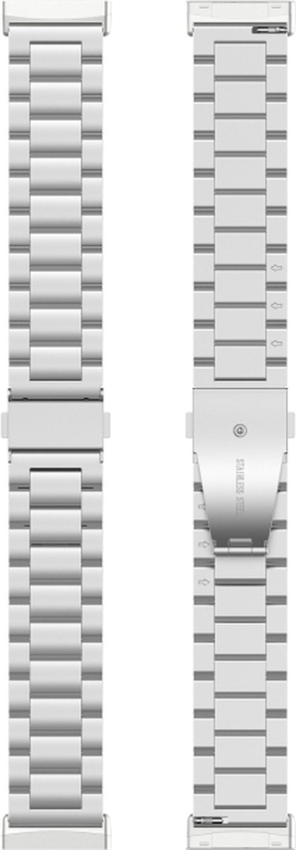 Stalen bandje - RVS - geschikt voor Fitbit Versa 3 / Versa 4 / Sense / Sense 2 - zilver