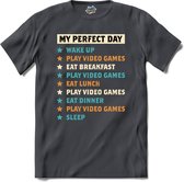 My perfect gaming day play video games - T-Shirt - Unisex - Mouse Grey - Maat 3XL