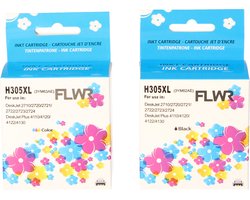 FLWR Multipack inktcartridges voor HP 305XL - Premium Huismerk HP 305 inkt - 2x HP 305 cartridges (hoge capaciteit) o.a. geschikt voor HP DeskJet 2710e, HP DeskJet 2720e, HP ENVY 6010, HP DeskJet Plus 4120e, HP DeskJet 4220e