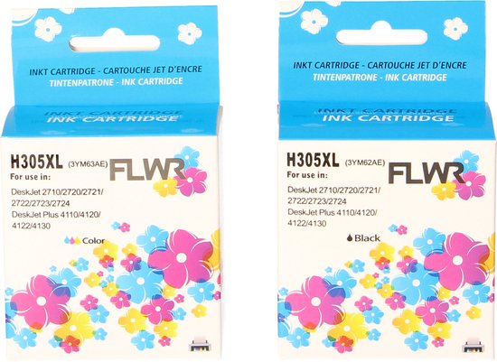 FLWR - Inktcartridge / 305XL / 2-pack Zwart en Kleur - Geschikt voor HP
