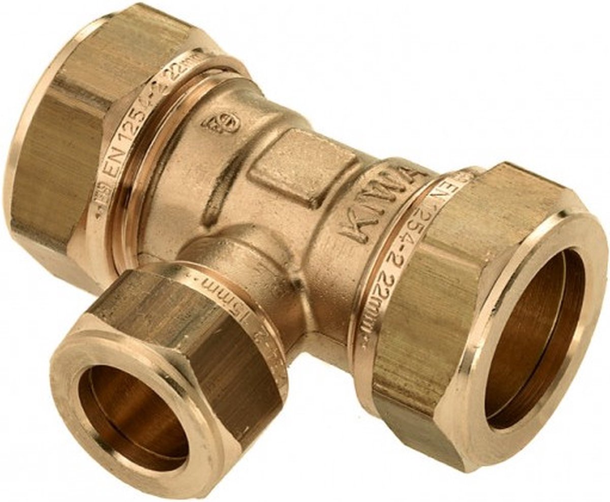 Bonfix messing knelfitting T-stuk koppeling 35mm x 15mm x 35mm FFF